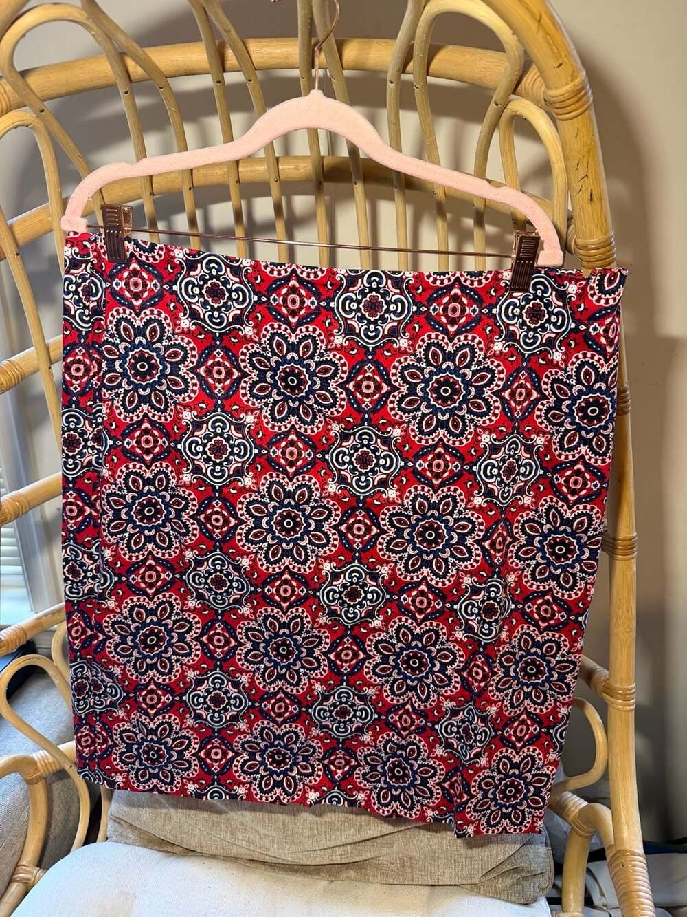 Jones New York Red and Blue Floral Paisley Print Skirt
